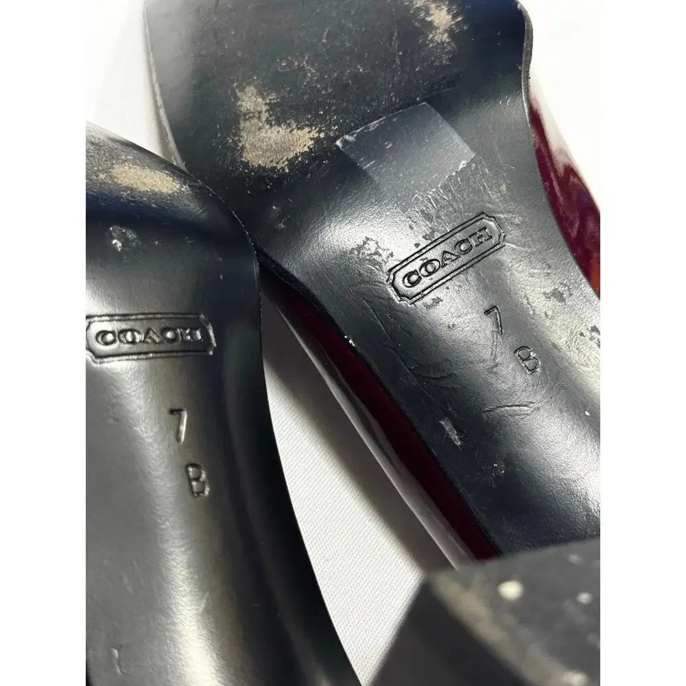 Coach Maroon Red Square Toe Pumps Size 7B Made in Italy